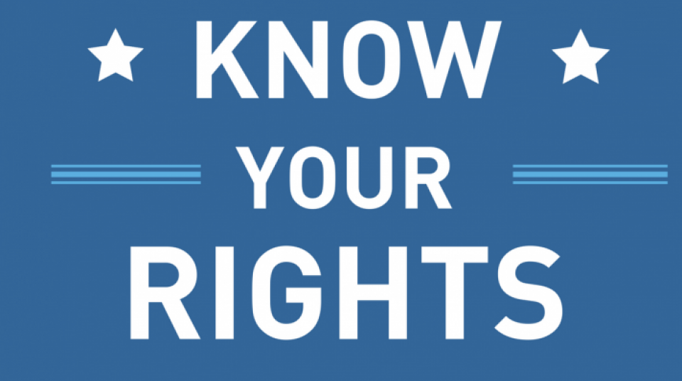 A bold graphic reading "KNOW YOUR RIGHTS"
