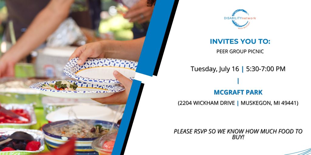 Graphic showcasing persons arm holding a plate at a Picnic